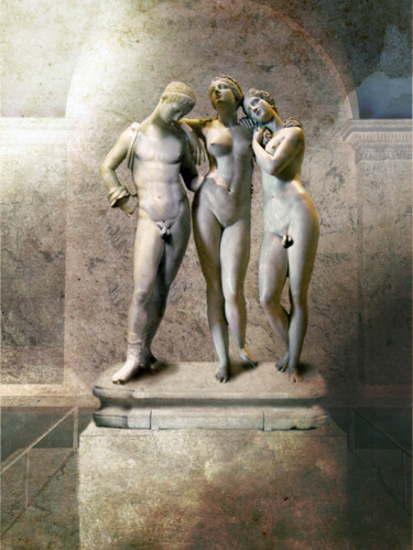 Digitale Kunst mit dem Titel "les trois genres" von Philippe Cadet, Original-Kunstwerk, Fotomontage