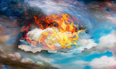 Digital Arts titled "Nuage en feu" by Philippe Cadet, Original Artwork, Digital Painting