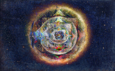 Digitale Kunst getiteld "Planète-Mandala" door Philippe Cadet, Origineel Kunstwerk, Digitaal Schilderwerk