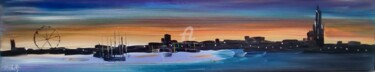 Painting titled "" ROYAN by night "" by Caradec Philippe (CARA), Original Artwork, Oil