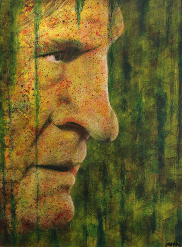 Malerei mit dem Titel "Depardieu" von Philippe Caspar, Original-Kunstwerk, Acryl Auf Keilrahmen aus Holz montiert