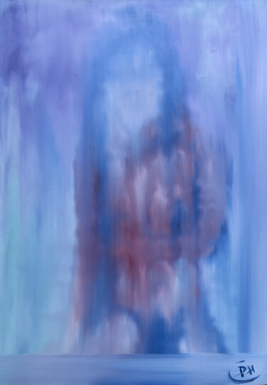 Картина под названием "THE GIRL BEHIND THE…" - Philippe Ceulemans, Подлинное произведение искусства, Масло