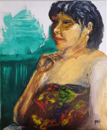 Pintura titulada "Buste de femme 6" por Philippe Charmasson, Obra de arte original, Oleo Montado en Bastidor de camilla de m…