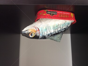 Sculpture intitulée "Grosse sardine en b…" par Philippe Coeurdevey, Œuvre d'art originale, Papier
