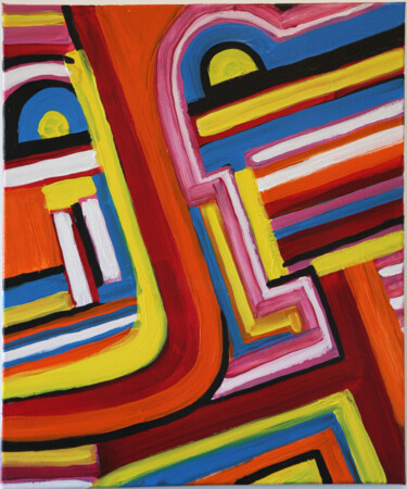 Painting titled "J" by Philippe Combis (PhilIppe CBS), Original Artwork, Acrylic Mounted on Wood Stretcher frame