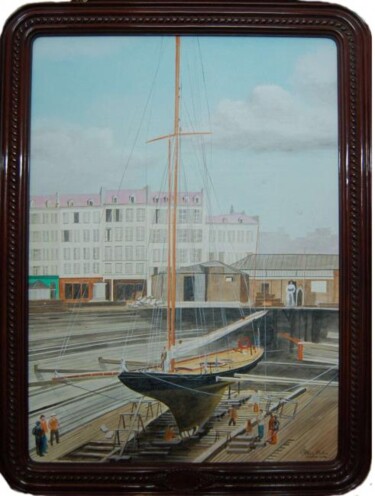 Ζωγραφική με τίτλο "Yacht" από Philippe Conrad, Αυθεντικά έργα τέχνης