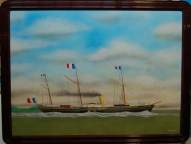 Painting titled "Yacht "Aigle" à l'e…" by Philippe Conrad, Original Artwork