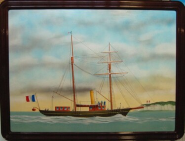 Painting titled "Yacht "Fauvette"à M…" by Philippe Conrad, Original Artwork