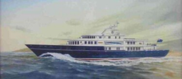 Painting titled "Yacht Leander" by Philippe Conrad, Original Artwork