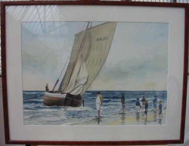 Peinture intitulée "A l'embarquement.Bo…" par Philippe Conrad, Œuvre d'art originale