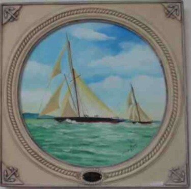 Malerei mit dem Titel "Yacht "Britannia"sa…" von Philippe Conrad, Original-Kunstwerk, Öl