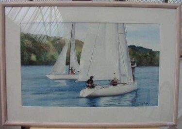 Peinture intitulée "Regattas on River S…" par Philippe Conrad, Œuvre d'art originale