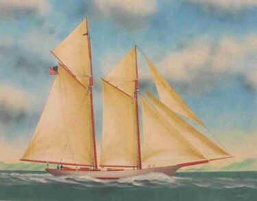 Painting titled "America's Cup schoo…" by Philippe Conrad, Original Artwork, Oil