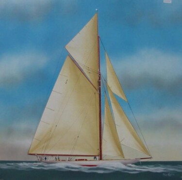 Pintura titulada "America's Cup yacht…" por Philippe Conrad, Obra de arte original, Oleo
