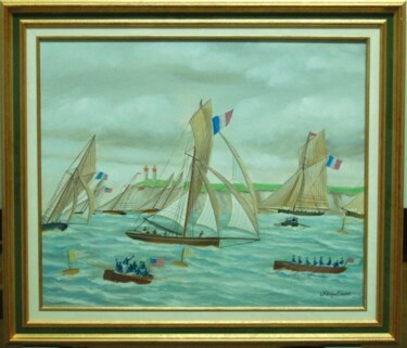 Painting titled "Régates au Havre en…" by Philippe Conrad, Original Artwork