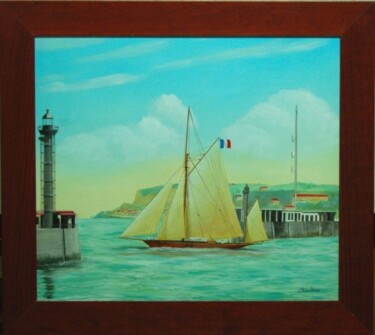 Peinture intitulée "Yacht sortant du Ha…" par Philippe Conrad, Œuvre d'art originale