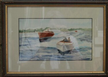 Painting titled "Speedboats" by Philippe Conrad, Original Artwork