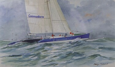 Pintura intitulada "Commodore Explorer-…" por Philippe Conrad, Obras de arte originais, Aquarela