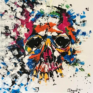 Painting titled "Skull" by Fabienne Dagnet, Original Artwork, Acrylic