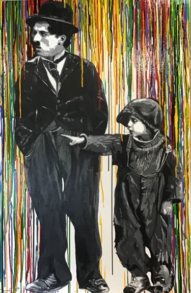 Peinture intitulée "charlie et l enfant" par Fabienne Dagnet, Œuvre d'art originale, Acrylique