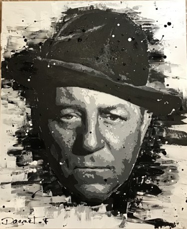 Painting titled "portrait jean gabin" by Fabienne Dagnet, Original Artwork, Acrylic