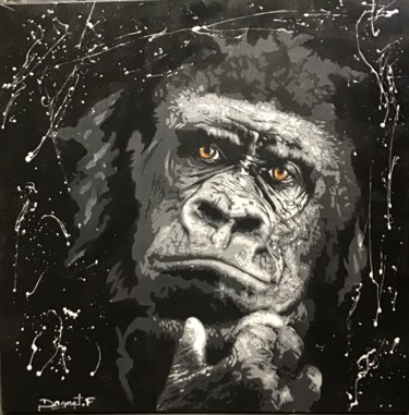 Картина под названием "gorille" - Fabienne Dagnet, Подлинное произведение искусства, Акрил