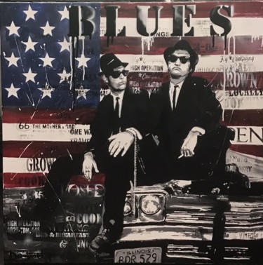 Painting titled "Blues brothers" by Fabienne Dagnet, Original Artwork, Acrylic