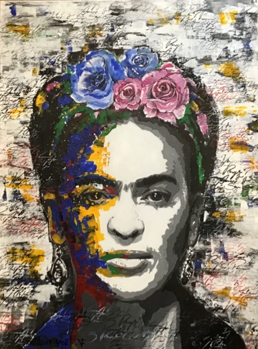 Painting titled "Frida" by Fabienne Dagnet, Original Artwork, Acrylic