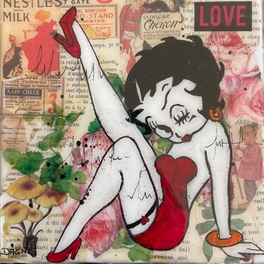 Painting titled "Betty" by Fabienne Dagnet, Original Artwork, Acrylic Mounted on Wood Stretcher frame