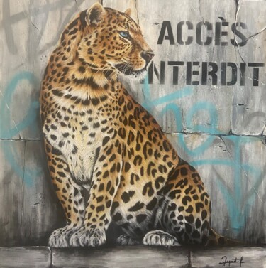Painting titled "Street jaguar" by Fabienne Dagnet, Original Artwork, Acrylic