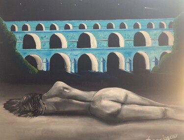 Peinture intitulée "La femme du pont du…" par Philippe Damoizeau, Œuvre d'art originale, Huile
