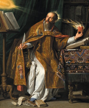 Painting titled "Saint Augustine" by Philippe De Champaigne, Original Artwork, Oil