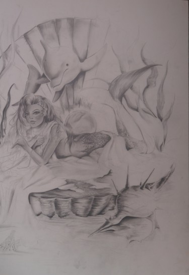 Drawing titled "sirene" by Philippe Dran, Original Artwork