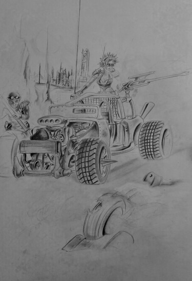 Drawing titled "mad Max" by Philippe Dran, Original Artwork, Pencil