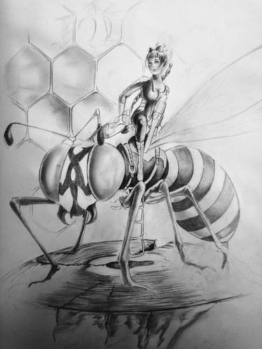 Drawing titled "Légèreté" by Philippe Dran, Original Artwork, Pencil