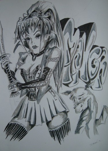 Drawing titled "manga" by Philippe Dran, Original Artwork, Pencil