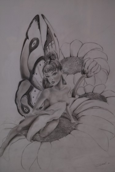 Dessin intitulée "chrysalide" par Philippe Dran, Œuvre d'art originale, Crayon