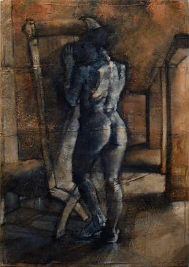 Pittura intitolato "Nu ocre" da Philippe-Emmanuel Amirault, Opera d'arte originale, Olio