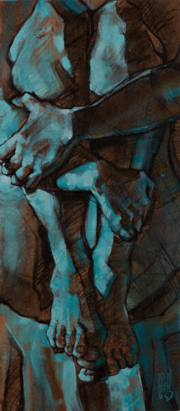 Pittura intitolato "Le noeud bleu" da Philippe-Emmanuel Amirault, Opera d'arte originale, Olio