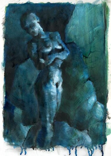 Painting titled "Nu debout bleu" by Philippe-Emmanuel Amirault, Original Artwork