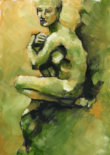 Peinture intitulée "Nue vert II" par Philippe-Emmanuel Amirault, Œuvre d'art originale