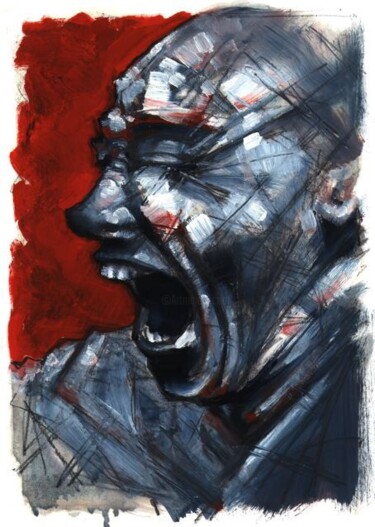 Peinture intitulée "Portrait rouge 2" par Philippe-Emmanuel Amirault, Œuvre d'art originale
