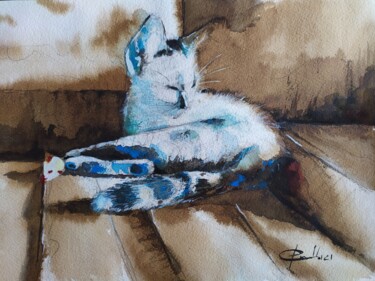 Painting titled "Mimie squatteuse" by Philippe Ernauld, Original Artwork, Watercolor