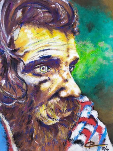 Dessin intitulée "Viel homme barbu-03" par Philippe Ernauld, Œuvre d'art originale, Pastel