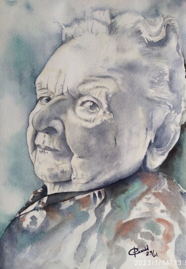 Malerei mit dem Titel "vieille dame-01" von Philippe Ernauld, Original-Kunstwerk, Aquarell