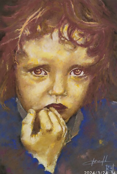 Malarstwo zatytułowany „Enfant visage 05 le…” autorstwa Philippe Ernauld, Oryginalna praca, Pastel