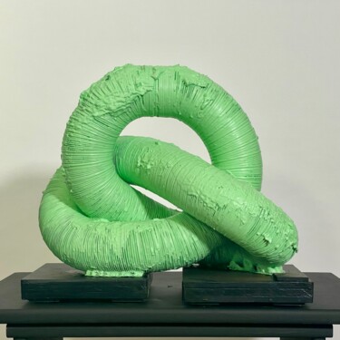 Escultura intitulada "GREEN TUBULAR KNOT" por Philippe Fares, Obras de arte originais, Alumínio
