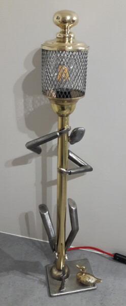 Skulptur mit dem Titel "Lampe Art Déco Récup" von Philippe Fautrez, Original-Kunstwerk