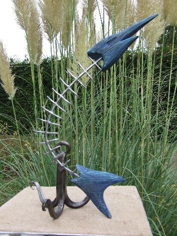 Sculpture titled "poisson bleu" by Philippe Fautrez, Original Artwork