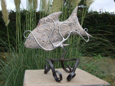 Rzeźba zatytułowany „poisson en cage” autorstwa Philippe Fautrez, Oryginalna praca